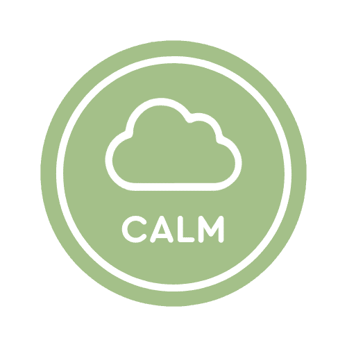 Circular green calm icon with white cloud