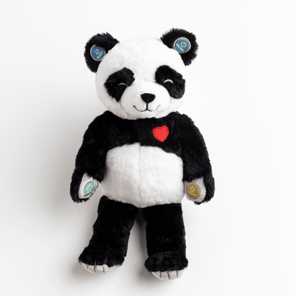 Pause with Panda stuffed animal standing up