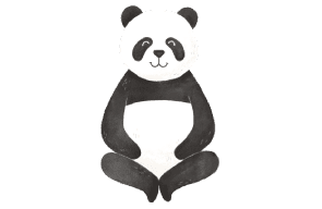 Illustrated Pause with Panda sitting with legs crossed