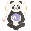 Illustrated Icon of Pause with Panda sitting cross-legged