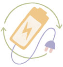 Illustrated icon of smart phone and charging cord